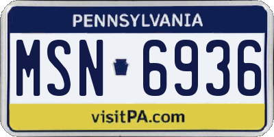 PA license plate MSN6936