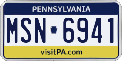 PA license plate MSN6941