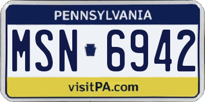 PA license plate MSN6942