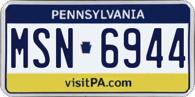 PA license plate MSN6944