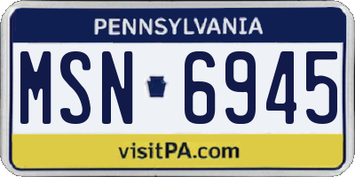 PA license plate MSN6945
