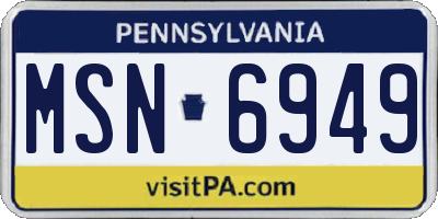 PA license plate MSN6949