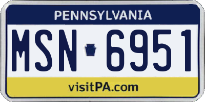 PA license plate MSN6951