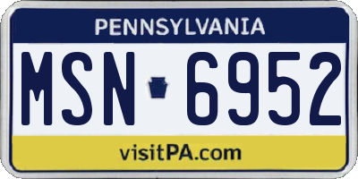 PA license plate MSN6952