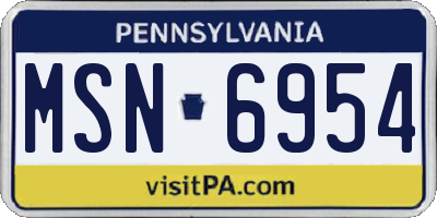 PA license plate MSN6954