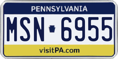 PA license plate MSN6955