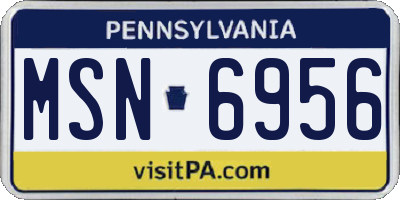 PA license plate MSN6956