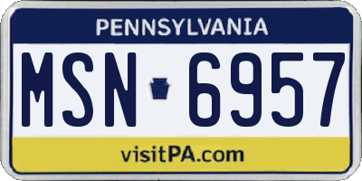 PA license plate MSN6957