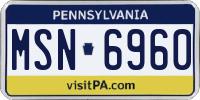PA license plate MSN6960