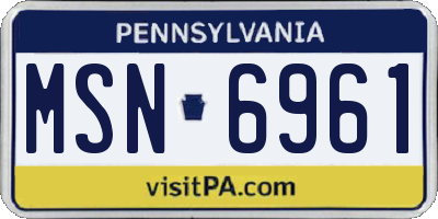 PA license plate MSN6961