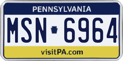 PA license plate MSN6964