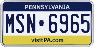 PA license plate MSN6965