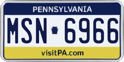 PA license plate MSN6966