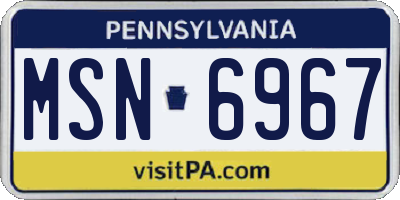 PA license plate MSN6967