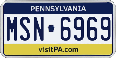 PA license plate MSN6969