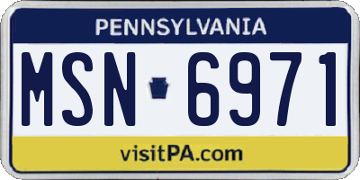 PA license plate MSN6971