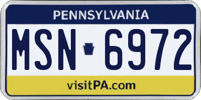 PA license plate MSN6972
