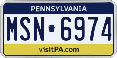 PA license plate MSN6974
