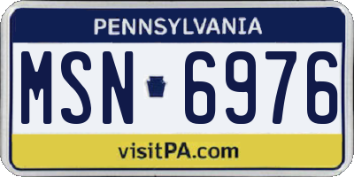 PA license plate MSN6976