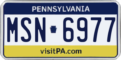 PA license plate MSN6977