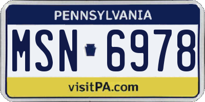 PA license plate MSN6978