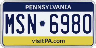PA license plate MSN6980