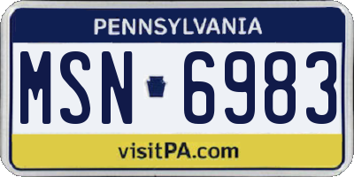 PA license plate MSN6983
