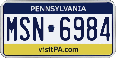 PA license plate MSN6984