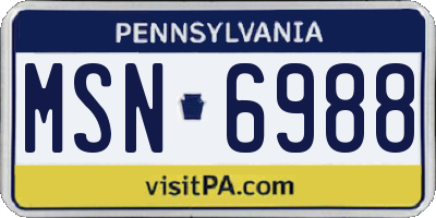 PA license plate MSN6988