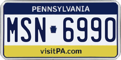 PA license plate MSN6990
