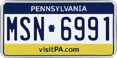 PA license plate MSN6991