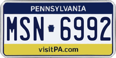 PA license plate MSN6992