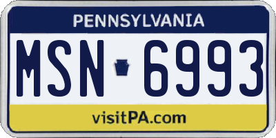 PA license plate MSN6993