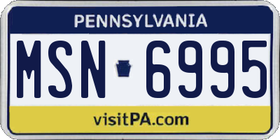 PA license plate MSN6995