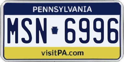PA license plate MSN6996