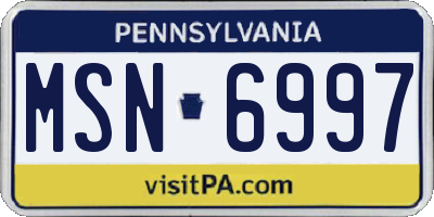 PA license plate MSN6997
