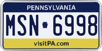 PA license plate MSN6998