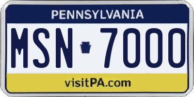 PA license plate MSN7000