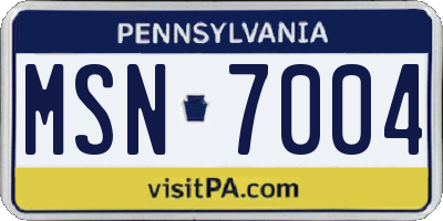 PA license plate MSN7004
