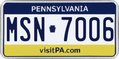 PA license plate MSN7006