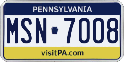 PA license plate MSN7008