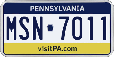PA license plate MSN7011