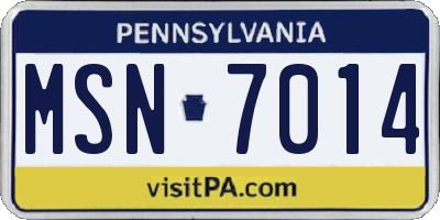 PA license plate MSN7014