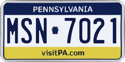 PA license plate MSN7021