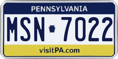 PA license plate MSN7022