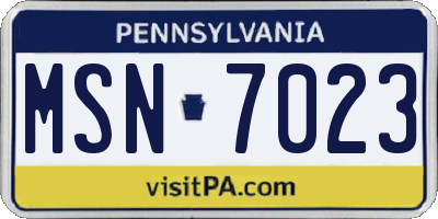 PA license plate MSN7023
