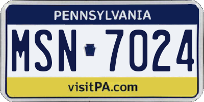 PA license plate MSN7024