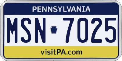 PA license plate MSN7025