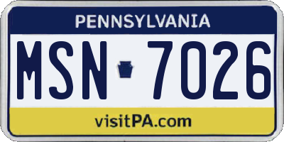 PA license plate MSN7026