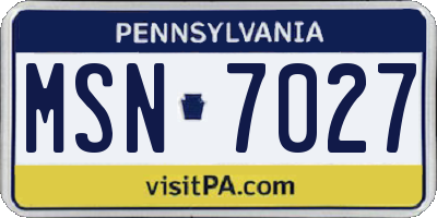PA license plate MSN7027